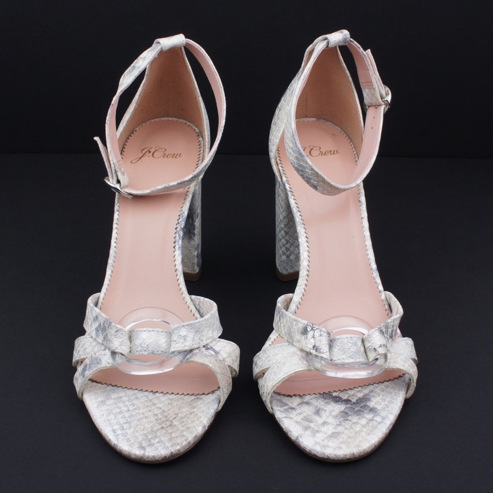 New JCREW Stella Heels Metallic Snakeskin Leather - Picture 6 of 7